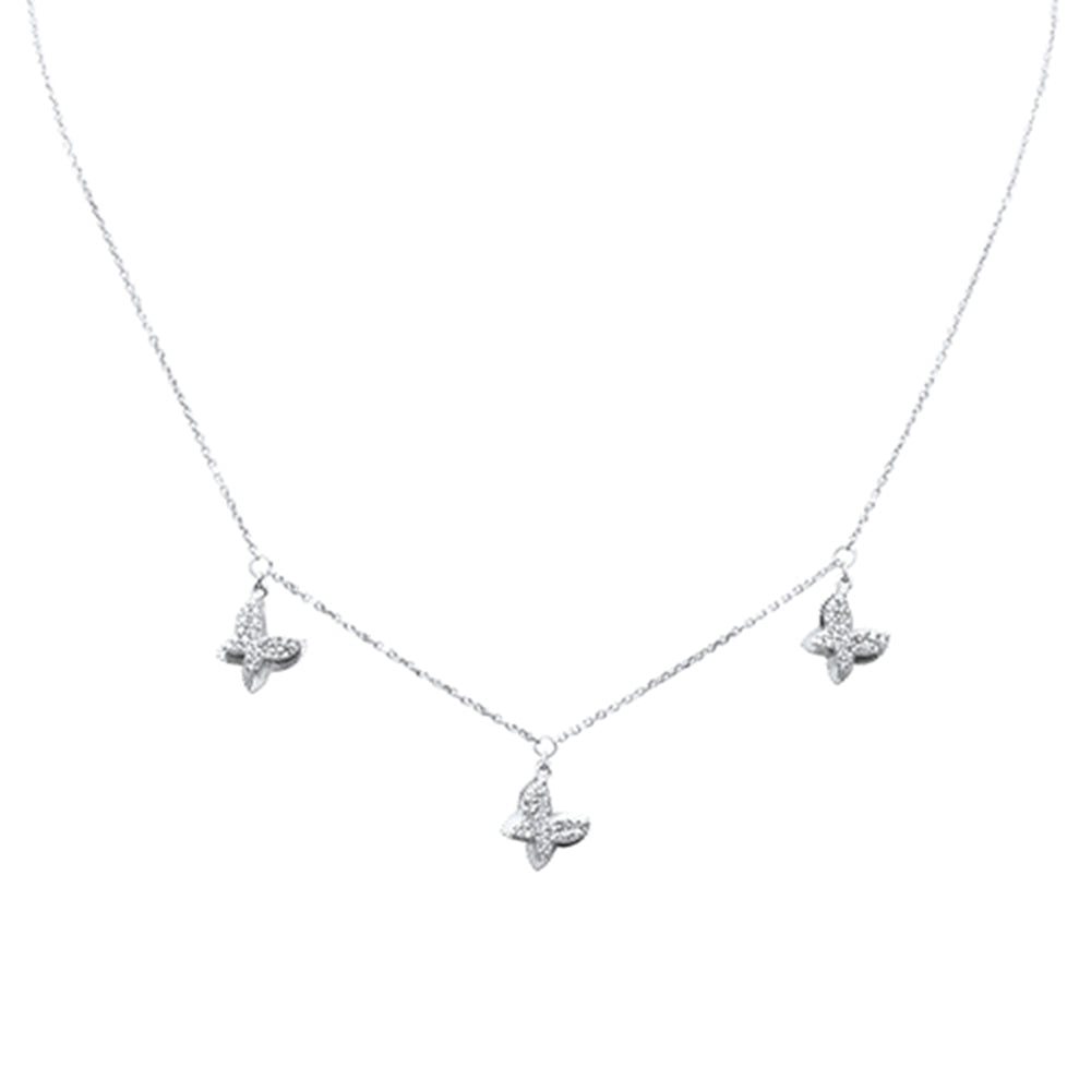 DIAMOND CLOSEOUT!  .30ct G SI 14K White Gold Diamond Butterfly Pendant Necklace 16+2" EXT Long