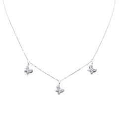 DIAMOND CLOSEOUT!  .30ct G SI 14K White Gold Diamond Butterfly Pendant Necklace 16+2" EXT Long