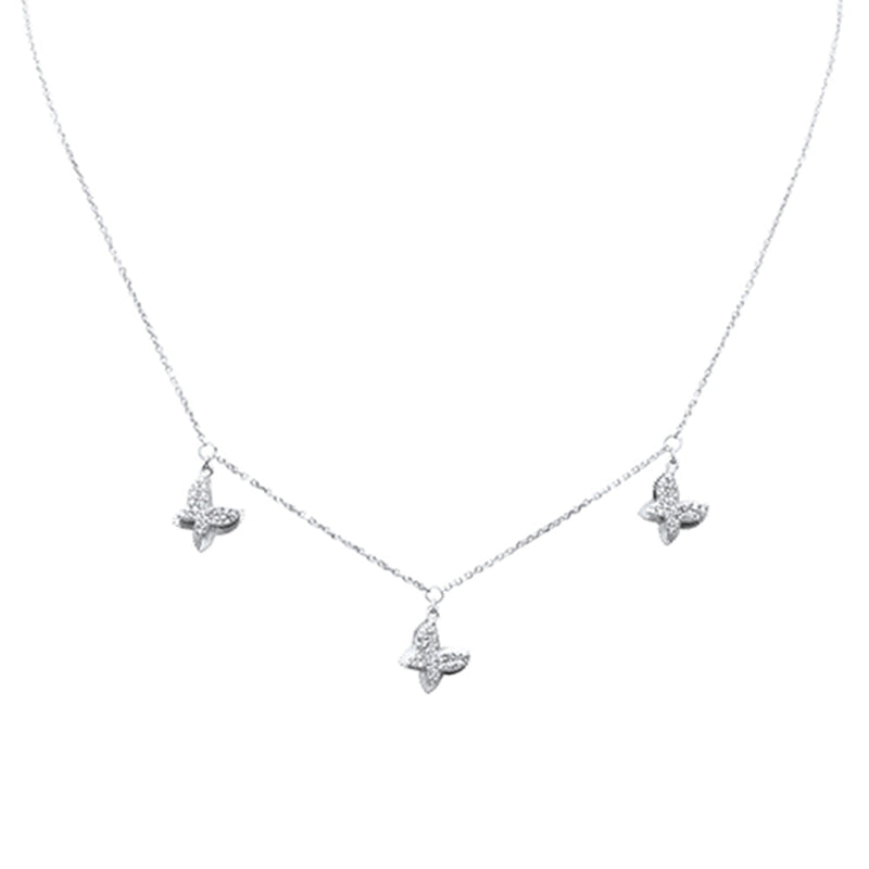 DIAMOND CLOSEOUT!  .30ct G SI 14K White Gold Diamond Butterfly Pendant Necklace 16+2" EXT Long