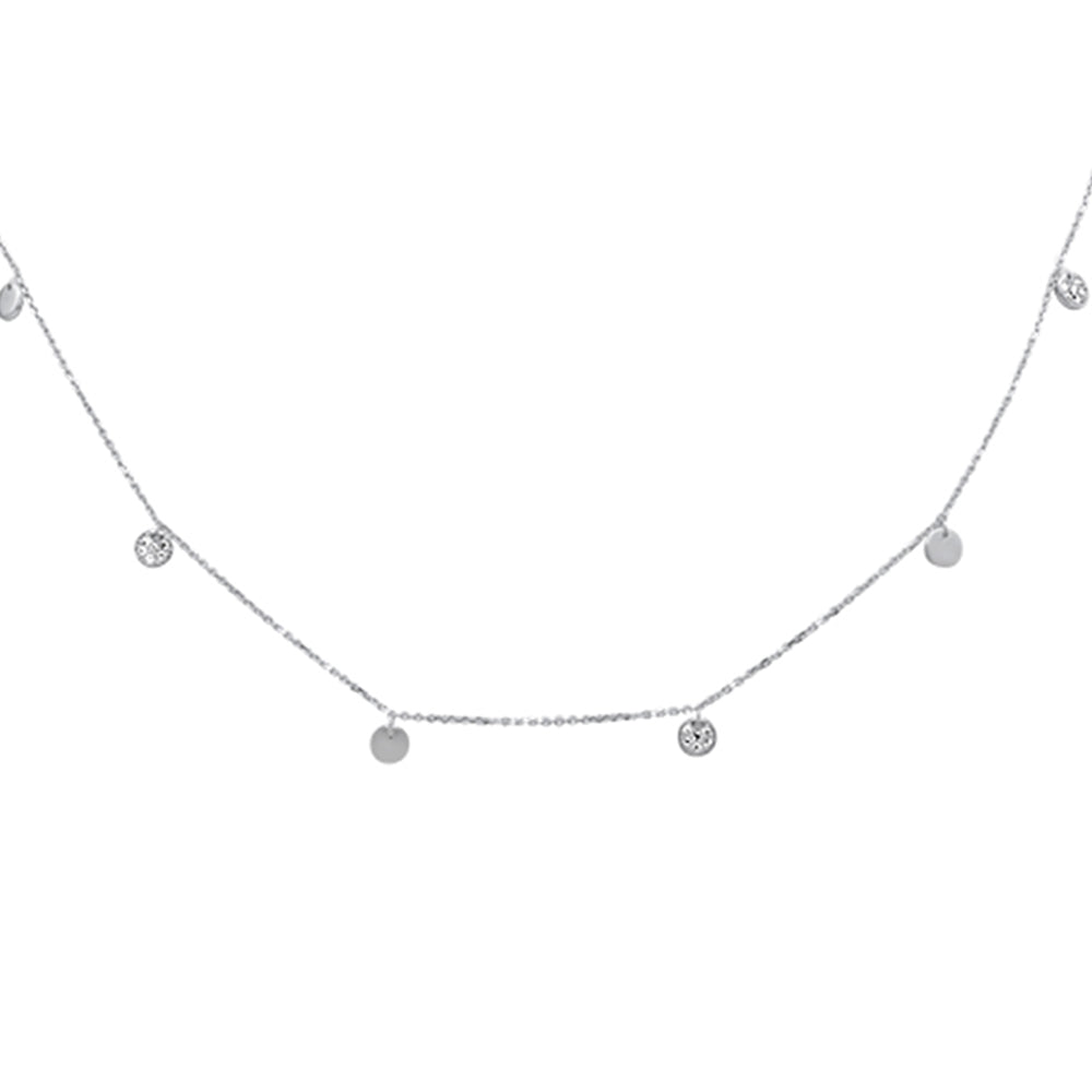 SPECIAL! .14ct G SI 14K White Gold Diamond Round Shaped Dangle Pendant Necklace 16+2" Long Chain