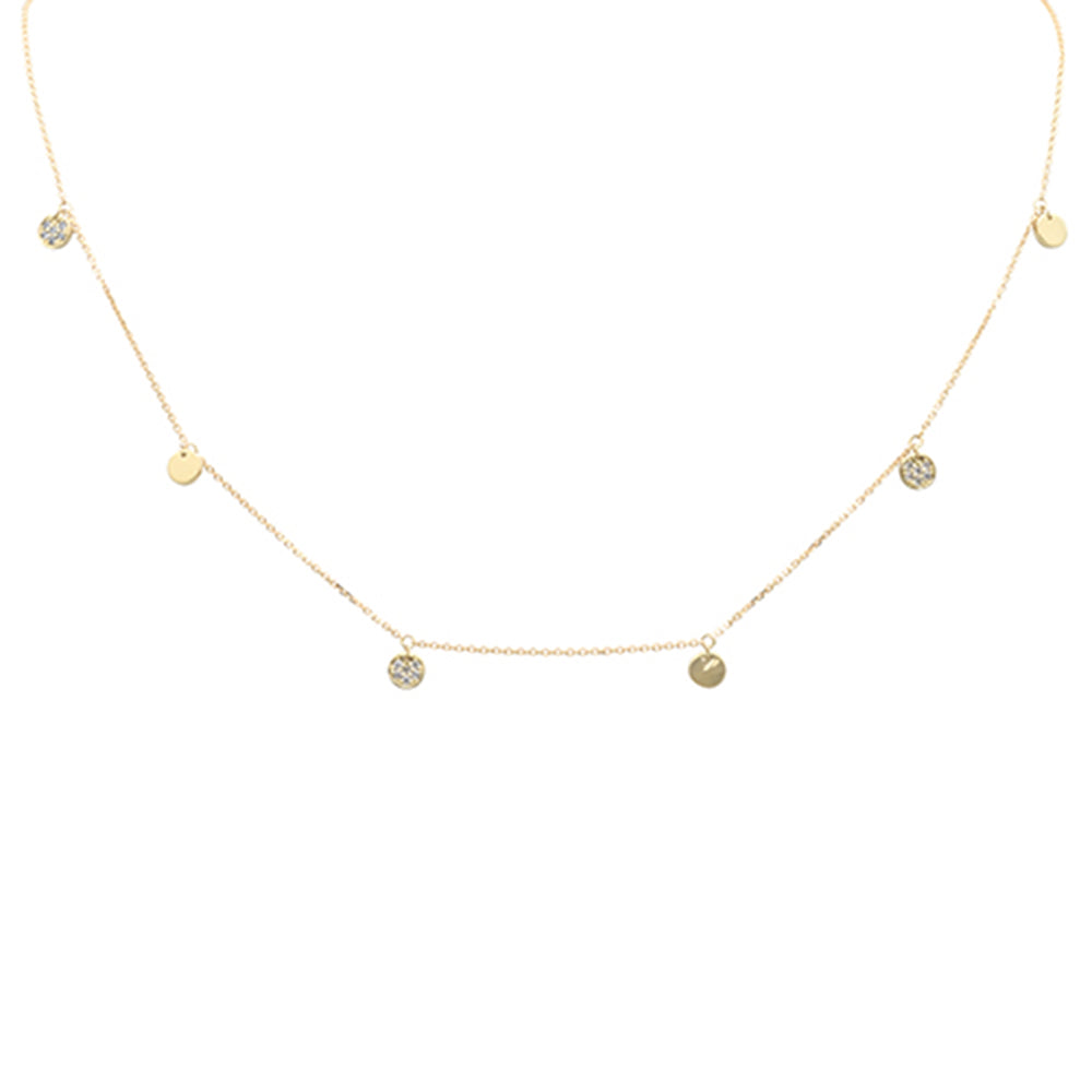 SPECIAL! .13ct G SI 14K Yellow Gold Diamond Round Shaped Dangle Pendant Necklace 16+2" EXT Long