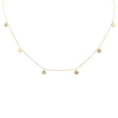 SPECIAL! .13ct G SI 14K Yellow Gold Diamond Round Shaped Dangle Pendant Necklace 16+2" EXT Long