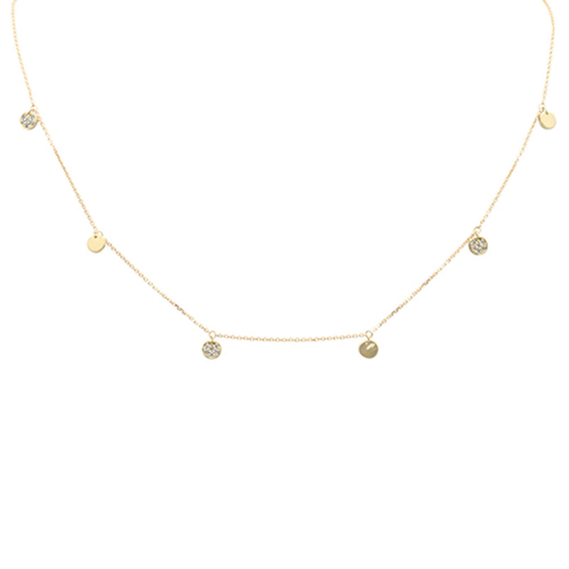 SPECIAL! .13ct G SI 14K Yellow Gold Diamond Round Shaped Dangle Pendant Necklace 16+2" EXT Long
