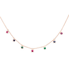 SPECIAL! .47ct G SI 14K Rose Gold Diamond Multi Color Pendant Necklace 16+2" EXT Long