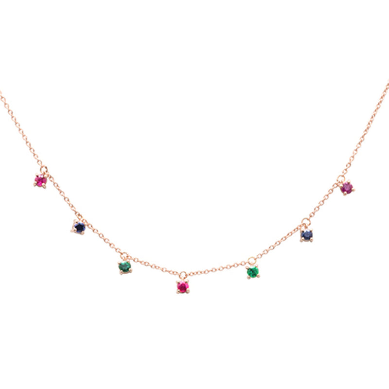 SPECIAL! .47ct G SI 14K Rose Gold Diamond Multi Color Pendant Necklace 16+2" EXT Long