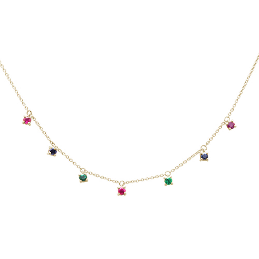 SPECIAL! .45ct G SI 14K Yellow Gold Diamond Multi Color Pendant Necklace 16+2" EXT Long
