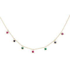 SPECIAL! .45ct G SI 14K Yellow Gold Diamond Multi Color Pendant Necklace 16+2" EXT Long