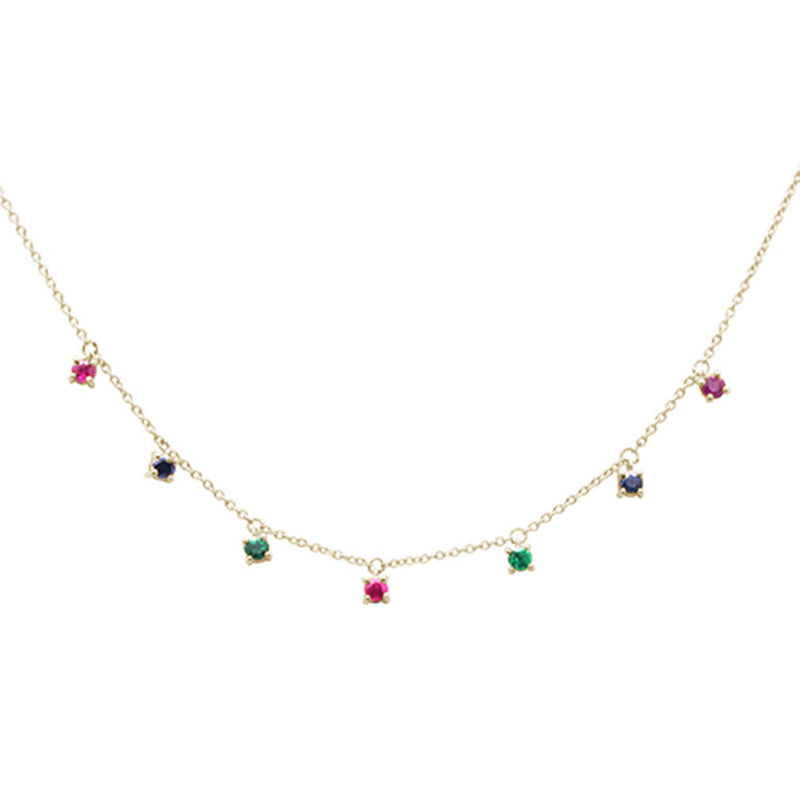 SPECIAL! .45ct G SI 14K Yellow Gold Diamond Multi Color Pendant Necklace 16+2" EXT Long