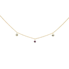 .10ct G SI 14K Yellow Gold Diamond & Ruby Gemstone Pendant Necklace  16+2" Long Chain