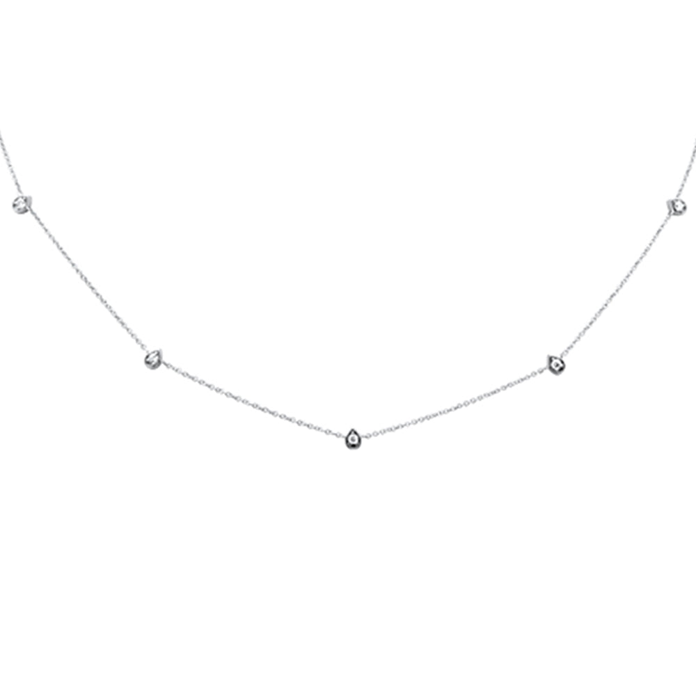 SPECIAL! .20ct G SI 14K White Gold Diamond Pear Shaped Dangle Pendant Necklace 16+2" Long Chain