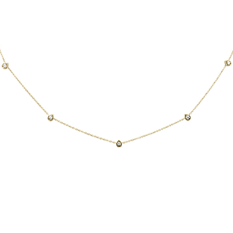 SPECIAL! .19ct G SI 14K Yellow Gold Diamond Pear Shaped Dangle Pendant Necklace 16+2" Long Chain