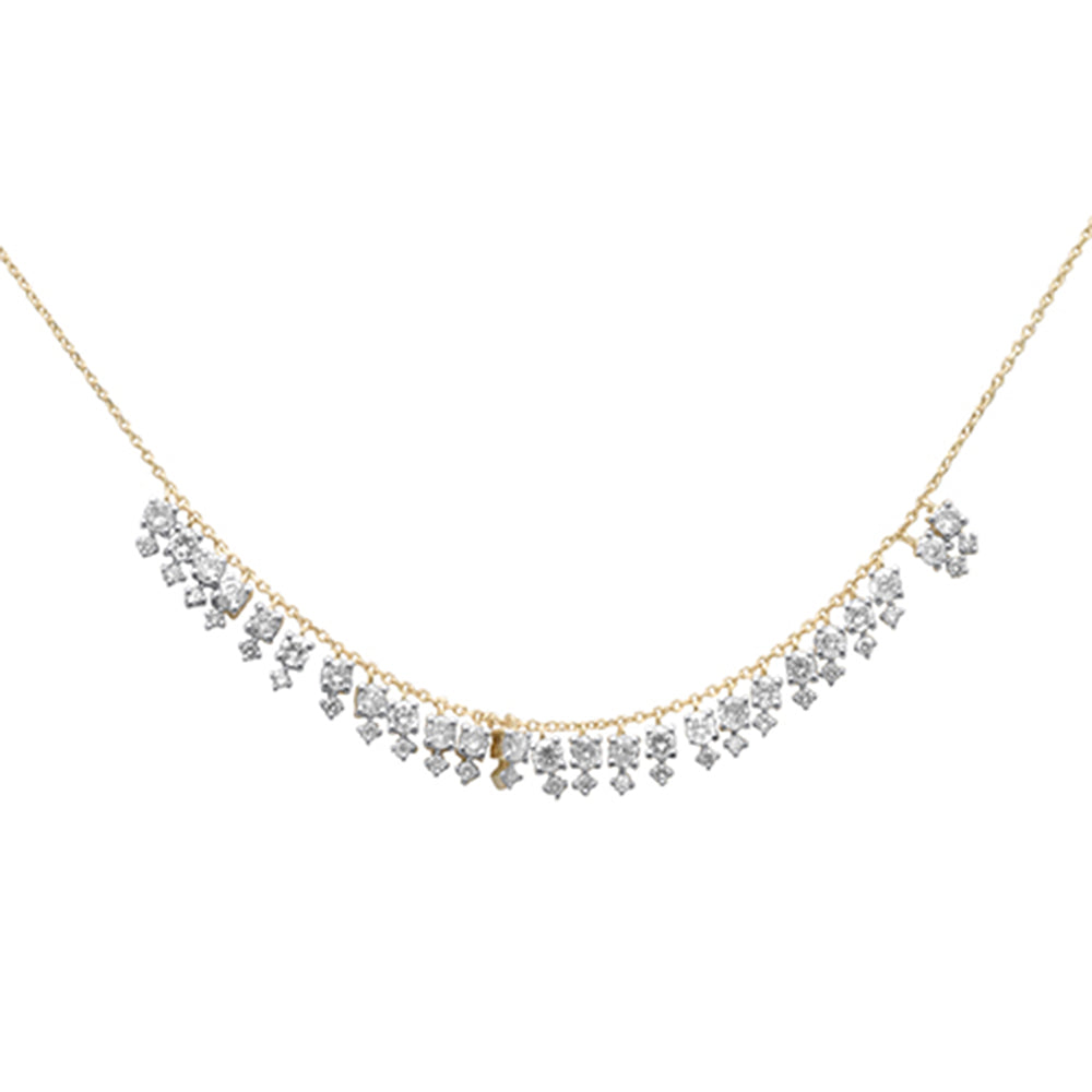 DIAMOND  CLOSEOUT!  1.87ct G SI 14K Yellow Gold Diamond Dangling Pendant Necklace 16" + 2" Ext.