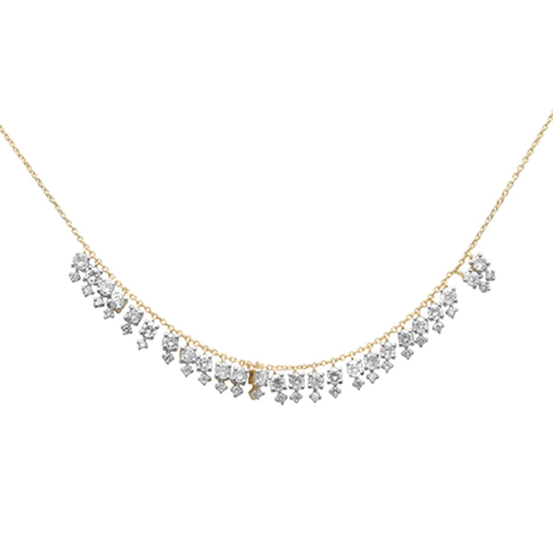 DIAMOND  CLOSEOUT!  1.87ct G SI 14K Yellow Gold Diamond Dangling Pendant Necklace 16" + 2" Ext.