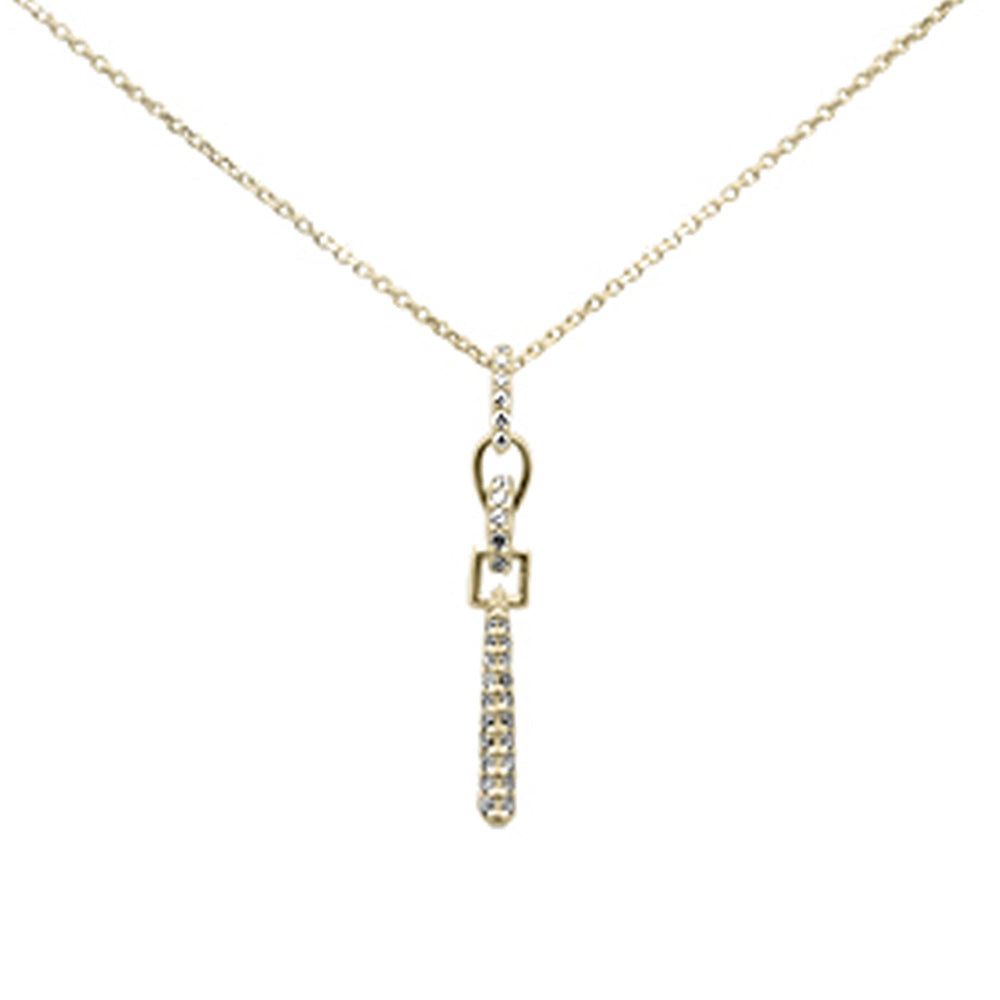 SPECIAL! .18ct G SI 14K Yellow Gold Diamond Line Drop Pendant Necklace 18" Long Chain