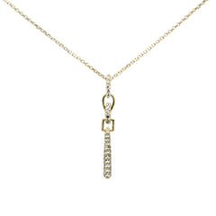 SPECIAL! .18ct G SI 14K Yellow Gold Diamond Line Drop Pendant Necklace 18" Long Chain