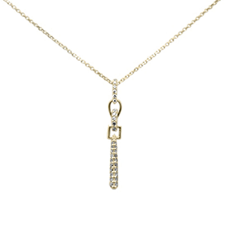 SPECIAL! .18ct G SI 14K Yellow Gold Diamond Line Drop Pendant Necklace 18" Long Chain