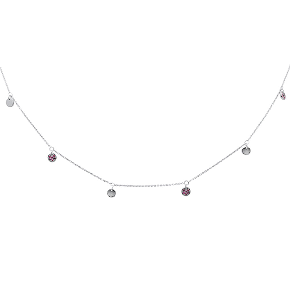 SPECIAL! .18ct G SI 14K White Gold Ruby Gemstone Pendant Necklace  16+2" Long Chain