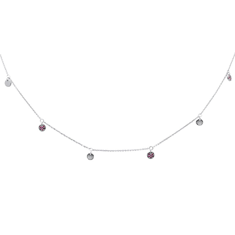 SPECIAL! .18ct G SI 14K White Gold Ruby Gemstone Pendant Necklace  16+2" Long Chain