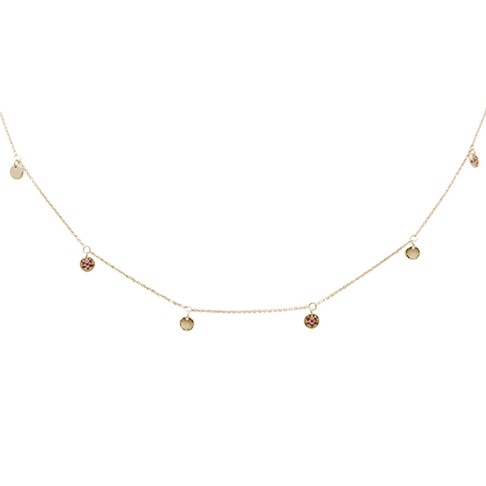 SPECIAL! .18ct G SI 14K Yellow Gold Ruby Gemstone Pendant Necklace  16+2" Long Chain