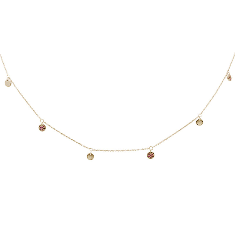 SPECIAL! .18ct G SI 14K Yellow Gold Ruby Gemstone Pendant Necklace  16+2" Long Chain