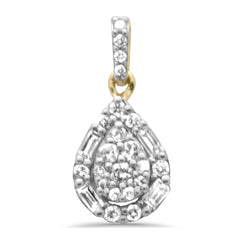 DIAMOND CLOSEOUT!  .35ct G SI 14K Yellow Gold Round & Baguette Diamond Pendant Necklace 18" Long
