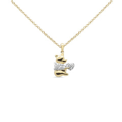SPECIAL! .17ct G SI 14K Yellow Gold Diamond Bear Pendant Necklace 18" Long