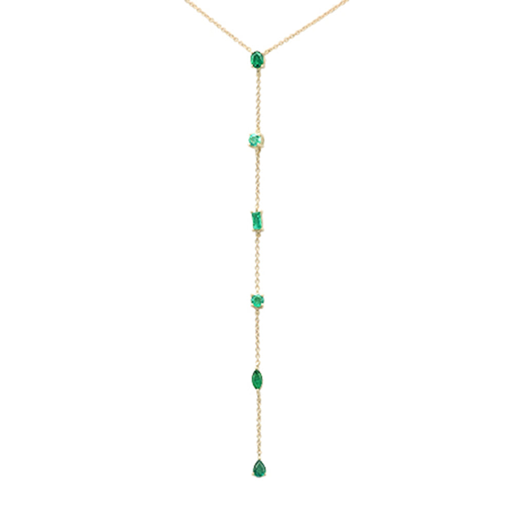SPECIAL! .77ct G SI 14K Yellow Gold Emerald Gemstone Pendant Necklace 16+2" Long Chain