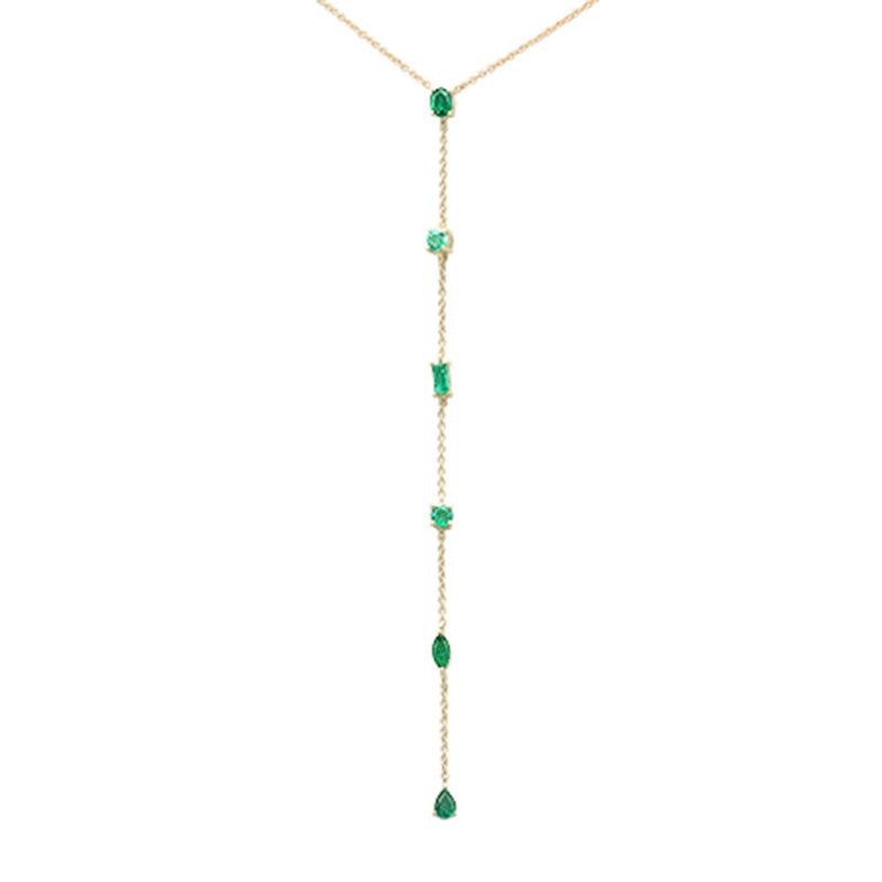 SPECIAL! .77ct G SI 14K Yellow Gold Emerald Gemstone Pendant Necklace 16+2" Long Chain