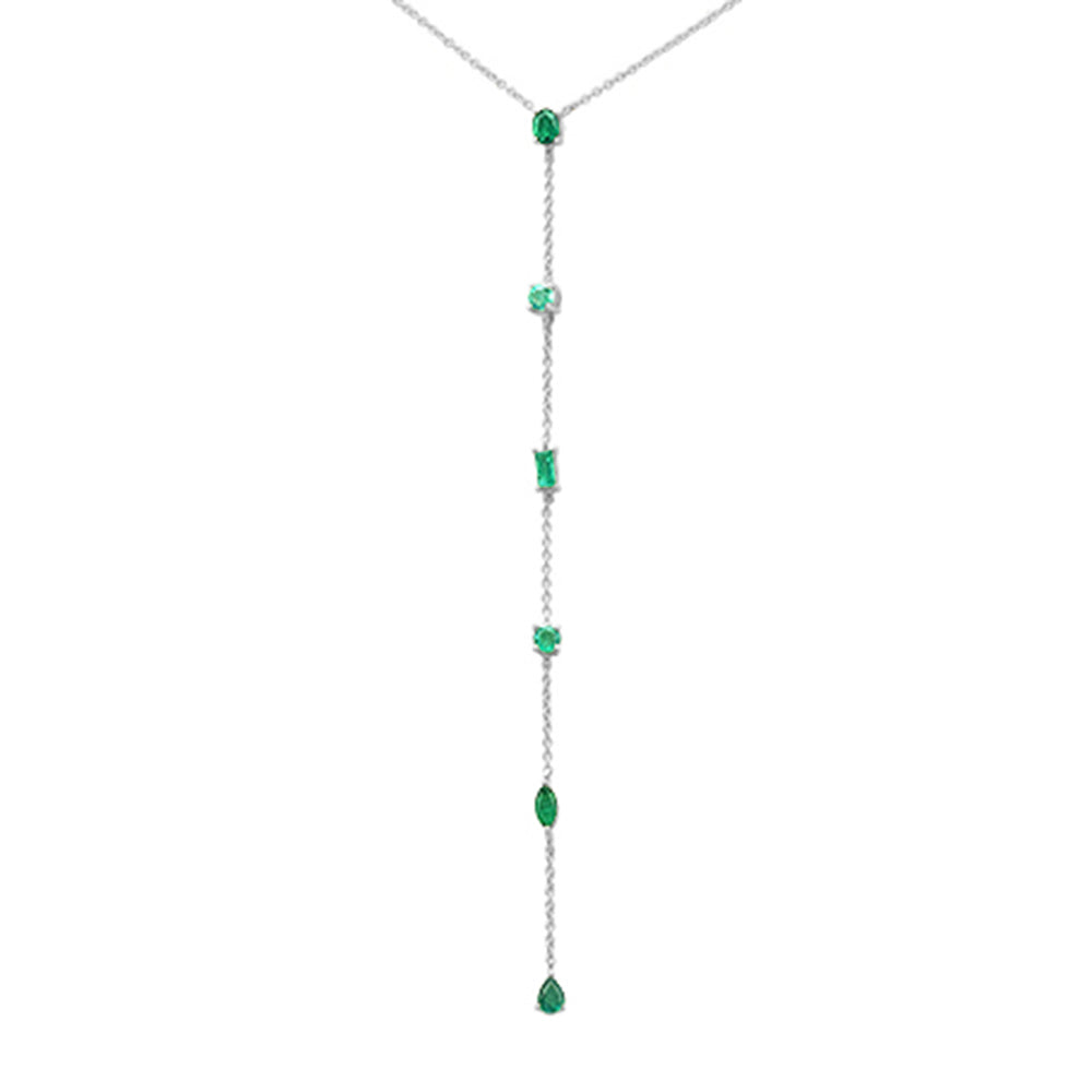 SPECIAL! .72ct G SI 14K White Gold Emerald Gemstone Pendant Necklace 16+2" Long Chain