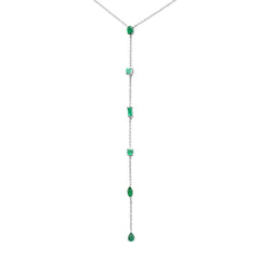SPECIAL! .72ct G SI 14K White Gold Emerald Gemstone Pendant Necklace 16+2" Long Chain