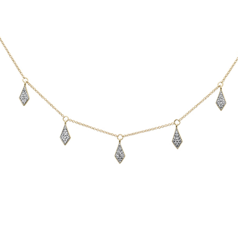 SPECIAL! .28ct G SI 14K Yellow Gold Diamond Dangle Pendant Necklace 16+2" Long Chain