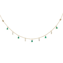 SPECIAL! .92ct G SI 14K Yellow Gold Diamond & Emerald Gemstone Pendant Necklace 16+2" Long Chain