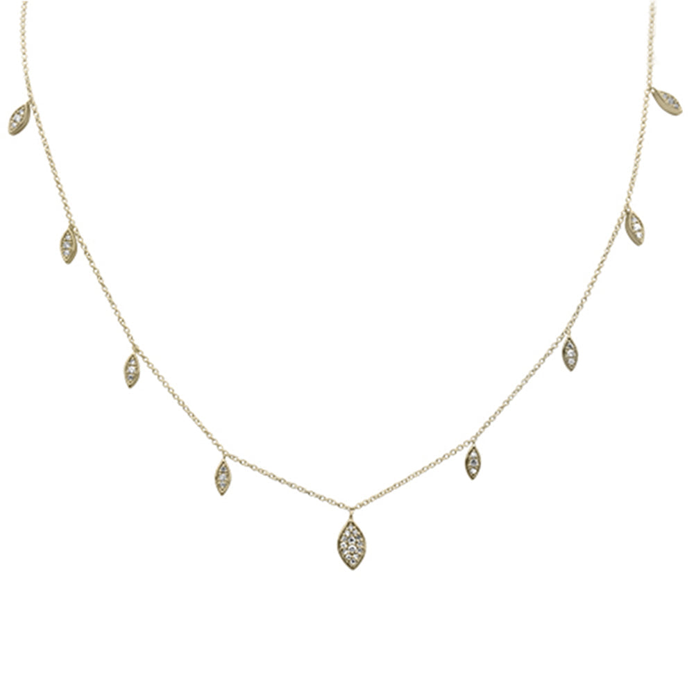 SPECIAL! .26ct G SI 14K Yellow Gold Diamond Marquee Shaped Pendant Necklace 16+2" Long Chain