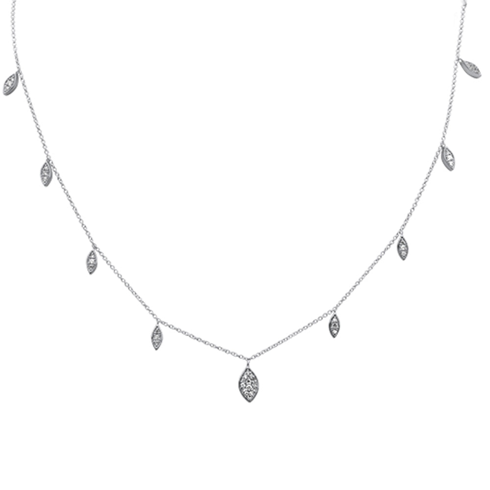 SPECIAL! .25ct G SI 14K White Gold Diamond Marquee Shaped Pendant Necklace 16+2" Long Chain