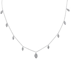 SPECIAL! .25ct G SI 14K White Gold Diamond Marquee Shaped Pendant Necklace 16+2" Long Chain