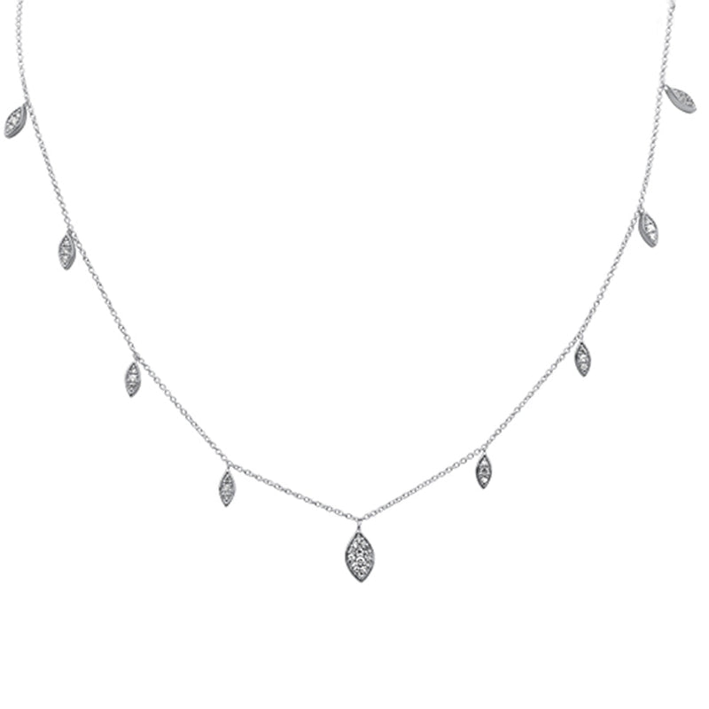 SPECIAL! .25ct G SI 14K White Gold Diamond Marquee Shaped Pendant Necklace 16+2" Long Chain