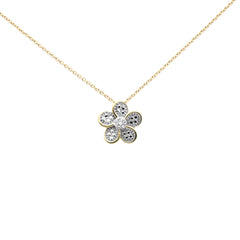 SPECIAL! .04ct G SI 10K Yellow Gold Diamond Flower Pendant Necklace 18" Long