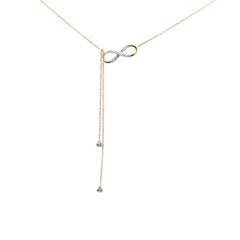 SPECIAL!.19ct G SI 14K Yellow Gold Infinity Style Diamond Pendant Necklace 16+2" EXT Long