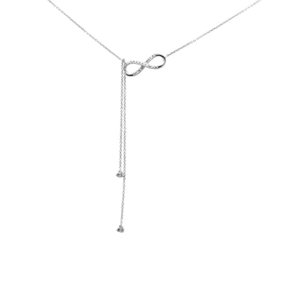 SPECIAL!.22ct G SI 14K White Gold Infinity Style Diamond Pendant Necklace 16+2" EXT Long