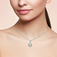 SPECIAL!.35ct G SI 14K White Gold Round & Baguette Diamond Pendant Necklace 18" Long