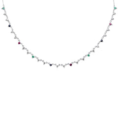 GEMSTONE CLOSEOUT! 1.70ct G SI 14K White Gold Diamond & Multi Color Gemstone Pendant Necklace 16+2" EXT Long