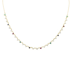 GEMSTONE CLOSEOUT!   1.71ct G SI 14K Yellow Gold Diamond & Multi Color Gemstones Pendant Necklace 16+2" Ext Long