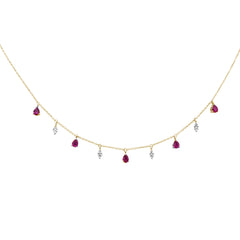 GEMSTONE CLOSEOUT! 1.15ct G SI 14K Yellow Gold Diamond & Ruby Gemstone Pendant Necklace 16+2" EXT Long