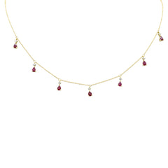 SPECIAL!1.26ct G SI 14K Yellow Gold Diamond & Ruby Gemstones Pendant Necklace 16+2" Ext Long
