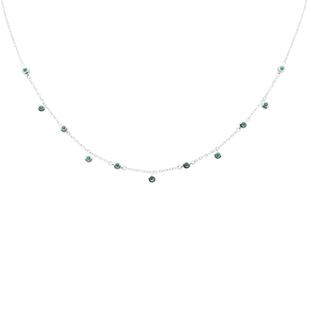 SPECIAL!.29ct G SI 14K White Gold Emerald Gemstone Pendant Necklace 16+2" EXT Long