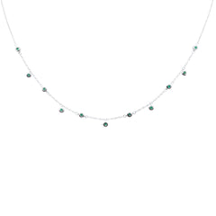 SPECIAL!.29ct G SI 14K White Gold Emerald Gemstone Pendant Necklace 16+2" EXT Long