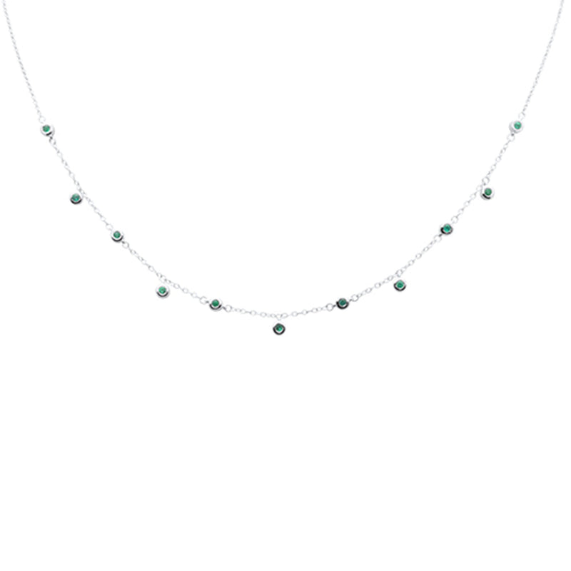 SPECIAL!.29ct G SI 14K White Gold Emerald Gemstone Pendant Necklace 16+2" EXT Long