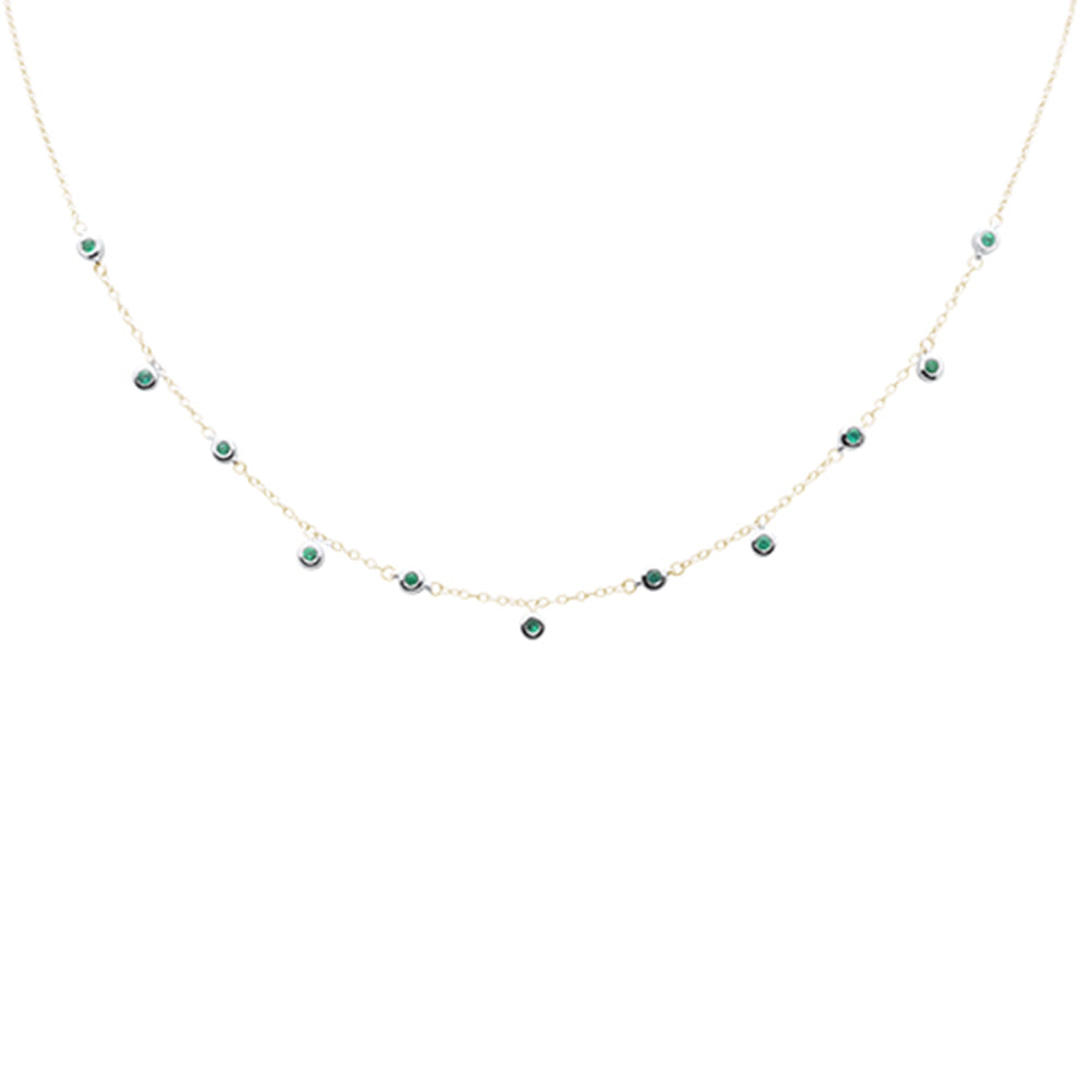 SPECIAL!.30ct G SI 14K Yellow Gold Emerald Gemstone Pendant Necklace 16+2" EXT Long
