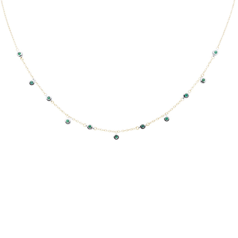 SPECIAL!.30ct G SI 14K Yellow Gold Emerald Gemstone Pendant Necklace 16+2" EXT Long