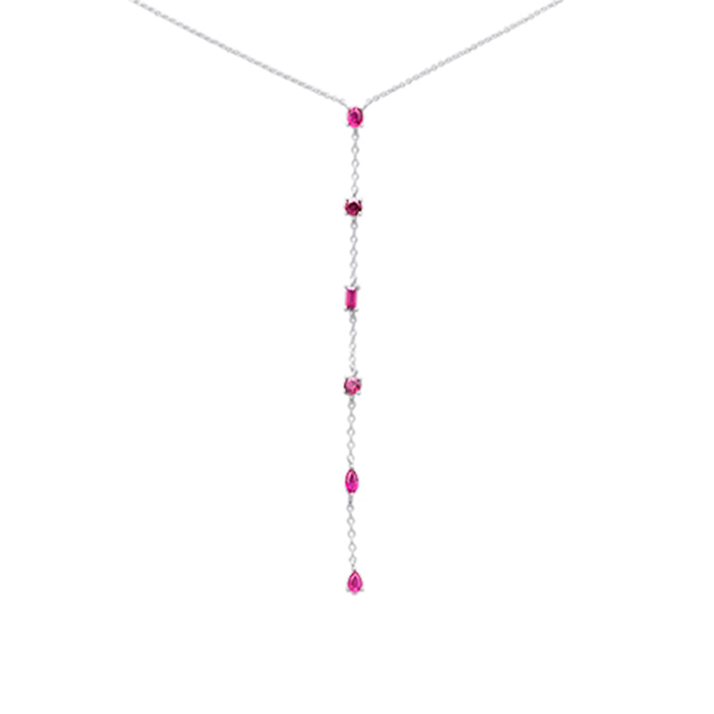 GEMSTONE CLOSEOUT!  1.12ct G SI 14K White Gold Ruby Gemstones Pendant Necklace 16+2" EXT Long